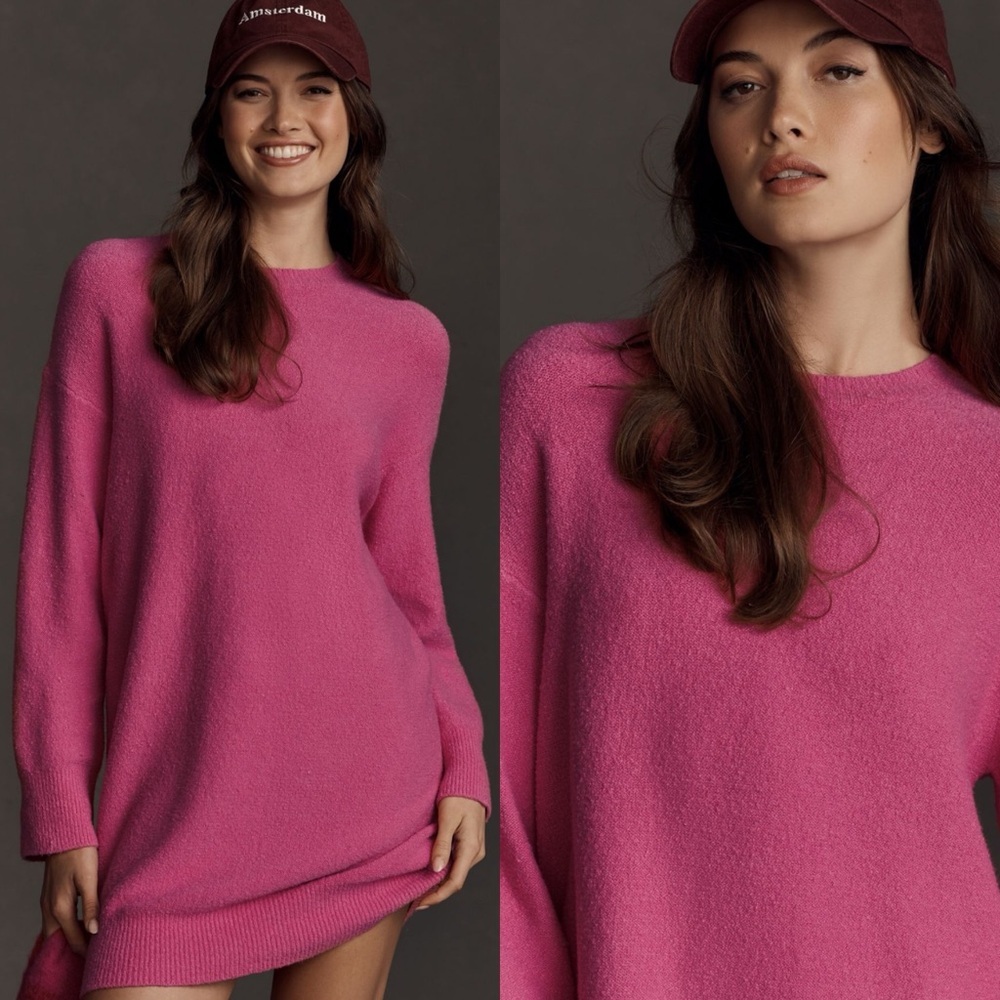 Anthropologie / Daily Practice Long-Sleeve Sweater Mini Dress in Pink